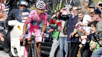 Le grimpeur Nairo Quintana trop fort dans le contre-la-montre (LUK BENIES / AFP)