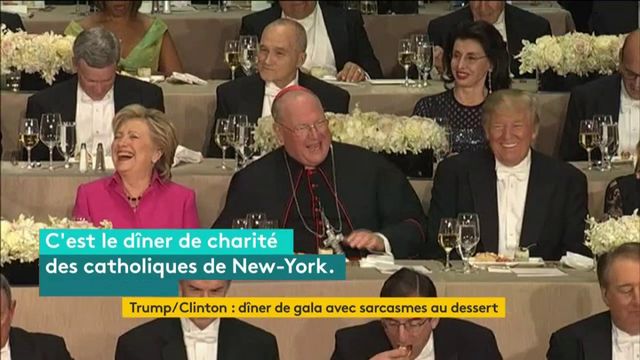 Lors d'un dîner de gala, Trump et Clinton se font rire, un instant seulement