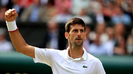 Novak Djokovic, dimanche 14 juillet 2019 lors de la finale de Wimbledon, à Londres. (MAXPPP)