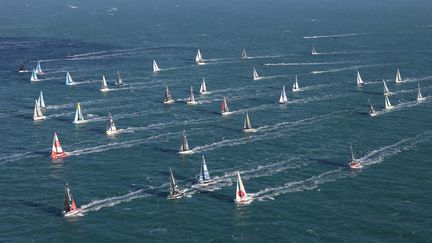 Le départ de la Route du Rhum le 9 novembre 2022, à Saint-Malo (illustration). (LIONEL LE SAUX / MAXPPP)