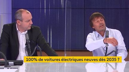 Nicolas Hulot, ancien ministre de la Transition écologique et Laurent Berger, secrétaire général de la CFDT étaient les invités du "8h30 franceinfo", mercredi 30 juin 2021. (FRANCEINFO / RADIOFRANCE)