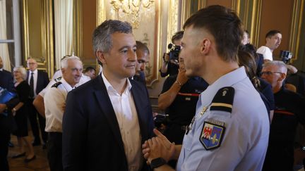 Le ministre de l'Intérieur à Marseille (Bouches-du-Rhône) le 8 août 2024, lors d'une réception en l'honneur des agents mobilisés dans le cadre de la sécurisation des épreuves des JO (PENNANT FRANCK / MAXPPP)