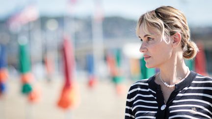 Judith Godrèche lors du Festival américain de Deauville, en septembre 2023. (LOU BENOIST / AFP)