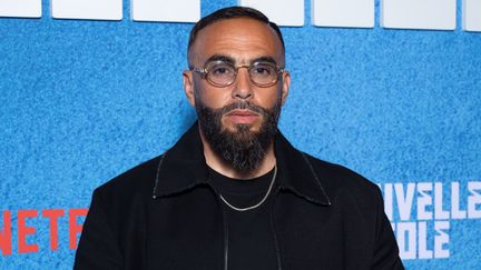 Le rappeur Médine lors d'une soirée organisée pour la sortie de la saison 2 de "Nouvelle École", la compétition rap de Netflix, le 31 mai 2023 à Paris. (MARC PIASECKI / GETTY IMAGES EUROPE)