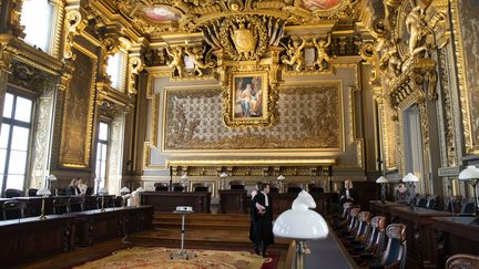La salle d'audience de la Cour de cassation, située au Palais de Justice sur l'Île de la Cité à Paris, le 24 juin 2019. (ALEXIS SCIARD / MAXPPP)