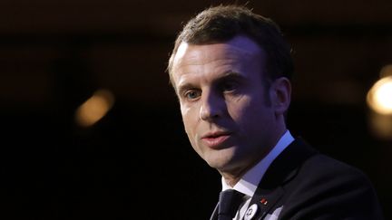 Emmanuel Macron, lors du 34e dîner du Crif à Paris, le 20 février 2019. (LUDOVIC MARIN / POOL)