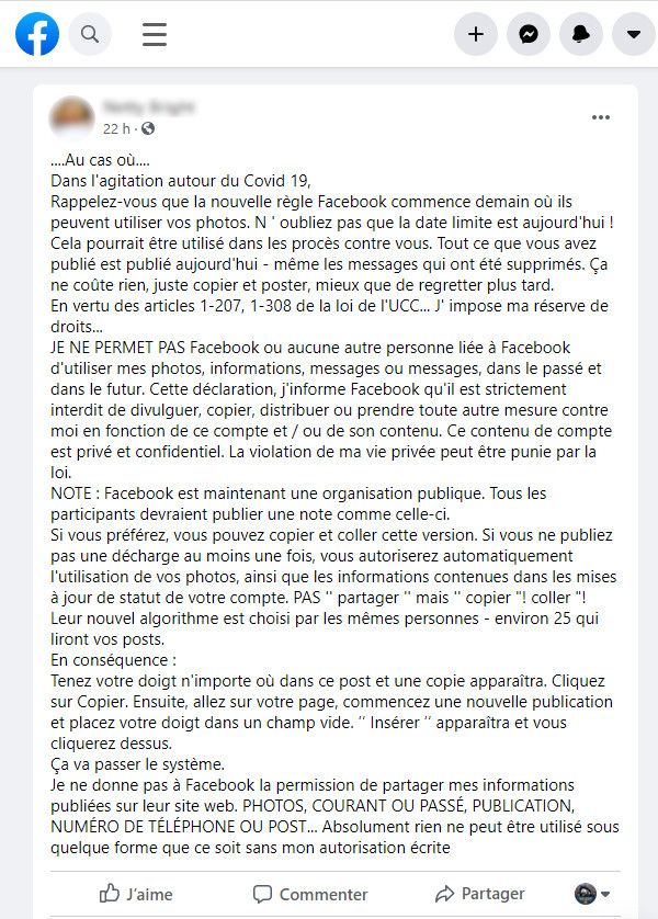 Message partagé sur Facebook (Septembre2020).&nbsp; (CAPTURE D'ÉCRAN FACEBOOK / FRANCE INFO)