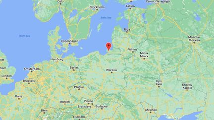 Carte de situation de l'enclave de Kaliningrad, entre la Pologne et la Lituanie (GOOGLE MAPS)