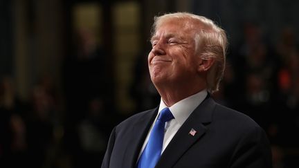 Donald Trump lors de son discours face au Congrès, mardi 30 janvier 2018 à Washington (Etats-Unis). (WIN MCNAMEE / AFP)