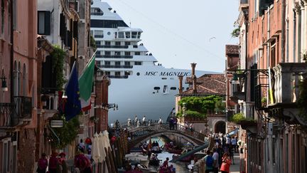 Le paquebot MSC Magnifica arrive à Venise (Italie), le 8 juin 2019. (MIGUEL MEDINA / AFP)