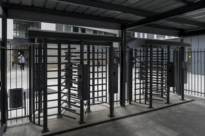 Security gates equipped with a badge system make it possible to filter entries into a high school in Rillieux-la-Pape, in the metropolis of Lyon, on August 30, 2021. (MAXIME JEGAT / LE PROGRES / MAXPPP)