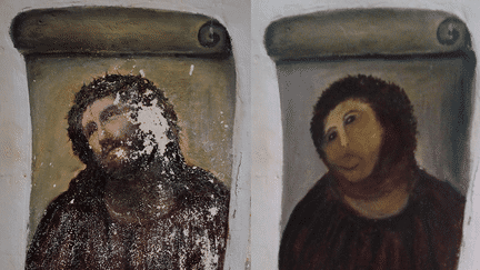 "Ecce Homo", avant et apr&egrave;s la restauration inopportune.&nbsp; (CENTRO DE ESTUDIOS BORJANOS / DR)