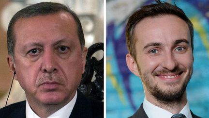 Recep Tayyip Erdogan (à gauche); le comique Jan Böhmermann (à droite) (AFP - DPA - SEBASTIAN CASTAÑEDA / BRITTA PEDERSEN )