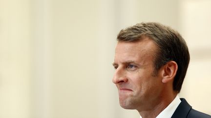 Emmanuel Macron, le 23 juin 2018, lors d'une conférence de presse avec le Premier ministre Espagnol.&nbsp; (THIBAULT CAMUS / POOL)