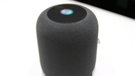 Une enceinte connectée HomePod d'Apple.&nbsp; (CHRISTOPH DERNBACH / DPA)