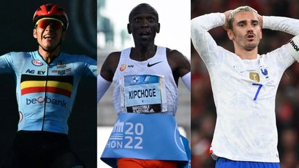 Remco Evenepoel sacré, Eliud Kipchogé&nbsp;sur le toit du monde&nbsp;et Antoine Griezmann effondré après la défaite des Bleus face au Danemark, dimanche 25 septembre. (AFP)