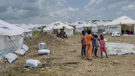 Sudanese children at a camp run by the United Nations refugee agency in Gallabat, Sudan, on September 4, 2024. (AFP)