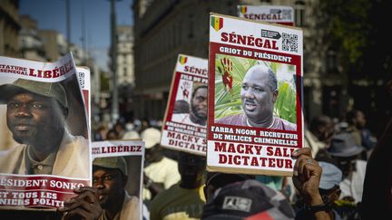 A demonstration against Senegalese President Macky Sall and in favor of his political opponent Ousmane Sonko, in August 2023. (KIRAN RIDLEY / AFP)