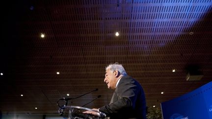 Dominique Strauss-Kahn lors d'une conférence de presse dans le cadre du G20 à Paris le 19 février 2011 (AFP - FRED DUFOUR)