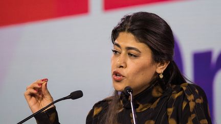 La députée européenne Rima Hassan, le 1er juin 2024 à Toulouse (Haute-Garonne). (FREDERIC SCHEIBER / HANS LUCAS / AFP)