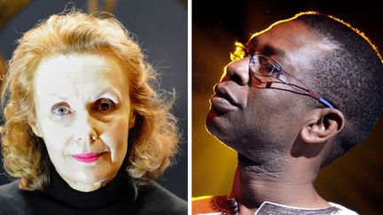 Kaija Saariaho le 26 février 2010 à l'Opéra de Lyon, lors d'une répétition pour son opéra "Emilie" / Youssou N'Dour le 6 juillet 2007 à Montreux
 (Philippe Merle / Fabrice Coffrini / AFP)