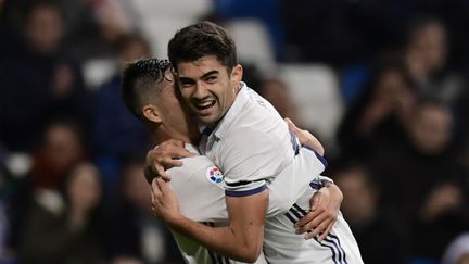 Enzo Zidane, lors de son premier but avec le Real de Madrid, fin novembre. (JAVIER SORIANO / AFP)