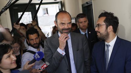 Le Premier ministre Edouard Philippe lors d'un déplacement de campagne pour les élections législatives à Paris, le 26 mai 2017. (THOMAS SAMSON / AFP)