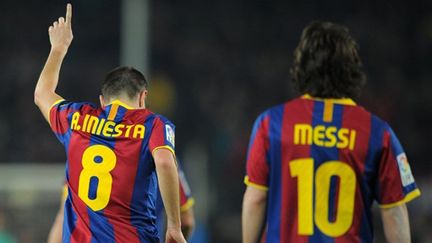 Andres Iniesta  et Lionel Messi (FC Barcelone)