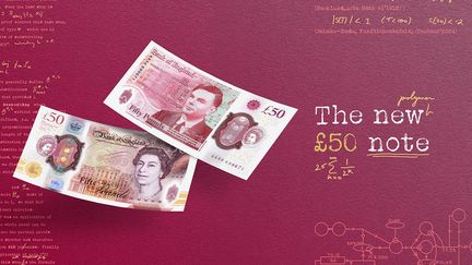 Le nouveau billet de 50 livres, à l'effigie du mathématicien Alan Turing, dévoilé le 25 mars 2021 par la Banque d'Angleterre. (BANK OF ENGLAND / AFP)