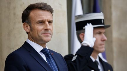 Le président de la République, Emmanuel Macron, le 12 novembre 2024 à l'Elysée. (LUDOVIC MARIN / AFP)