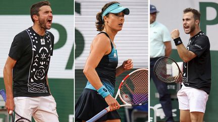 Gilles Simon, Alizé Cornet et Hugo Gaston lors de leur deuxième tour à Roland-Garros, le 26 mai 2022 à Paris. (AFP)