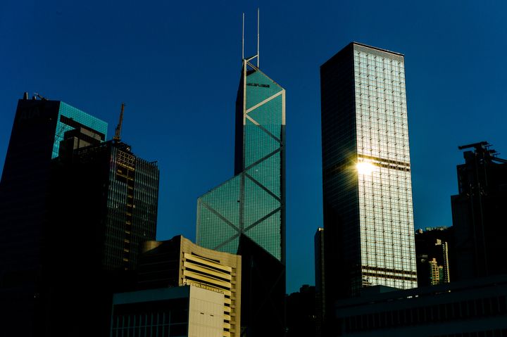 La banque de Chine à Hong Kong, pensée par I.M. Pei.&nbsp; (PHILIPPE LOPEZ / AFP)