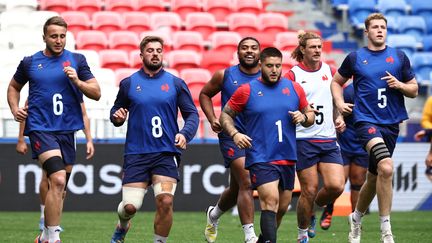 Les Bleus à l'entraînement au Groupama Stadium de Lyon, le 4 octobre 2023. (ANNE-CHRISTINE POUJOULAT / AFP)