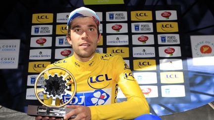 Thibaut Pinot, après sa victoire sur le dernier Critérium international, le 27 mars 2016. (PASCAL POCHARD-CASABIANCA / AFP)