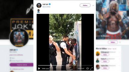 Capture d'écran d'une vidéo&nbsp;publiée sur le compte Twitter du rappeur Jok'Air, le 24 juin 2018.&nbsp; (CAPTURE ECRAN TWITTER)