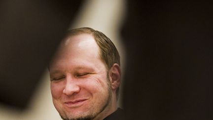 Anders Behring Breivik sourit pendant l'audition d'un expert psychiatre lors de son proc&egrave;s &agrave; Oslo (Norv&egrave;ge), le 14 juin 2012. (REUTERS)