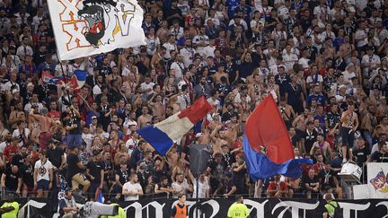 Les supporters lyonnais lors du match de Ligue 1 contre Ajaccio, le 5 août 2022. (AFP)