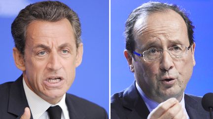 Les courbes des deux principaux candidats &agrave; l'&eacute;lection pr&eacute;sidentielle se rapprochent, selon un sondage Ipsos-Logica pour France T&eacute;l&eacute;visions publi&eacute; mardi 20 mars 2012. (ERIC FEFERBERG / AFP)