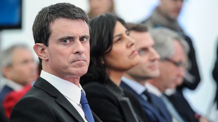 Le Premier ministre, Manuel Valls, le 22 février 2016 à Chalampé (Haut-Rhin). (SEBASTIEN BOZON / AFP)