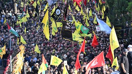 The funeral of Hezbollah military leader Fouad Chokor in Beirut on August 1. (HOUSSAM SHBARO / ANADOLU)