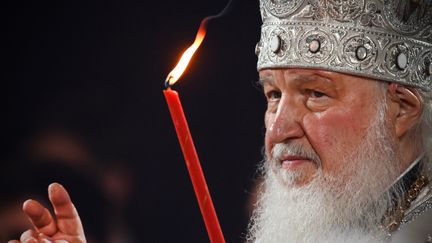 Le patriarche Kirill lors d'un service de Pâques orthodoxe à Moscou, le 23 avril 2022. (ALEXANDER NEMENOV / AFP)