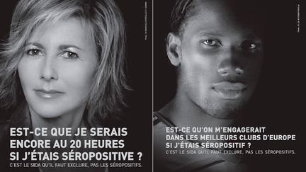 Des affiches d'une campagne de lutte contre la discrimination des s&eacute;ropositifs r&eacute;alis&eacute;e en 2006 par l'association Aides. (AIDES)