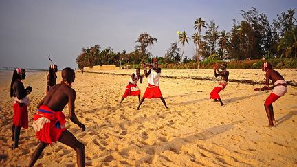 le comportement des babouins a introduit en 2007 ce sport auprès des Massaïs qui n’en avaient jamais entendu parler. Passionnée de ce sport, entraîneure diplômée et ancienne juge internationale de cricket, elle leur fournit les battes, les balles et tout l’équipement nécessaire. Après les enfants, très vite, les adultes s’approprient le jeu, car cela n’est pas si différent que de lancer une sagaie ou de frapper un animal sauvage avec un rungo (sorte de massue). (AFP PHOTO/Carl de Souza)