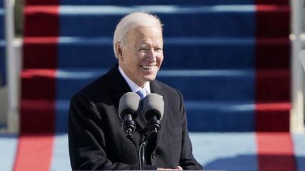 Le 46e président des Etats-Unis, Joe Biden, lors de son investiture à Washington, le 20 janvier 2021. (PATRICK SEMANSKY / AFP)