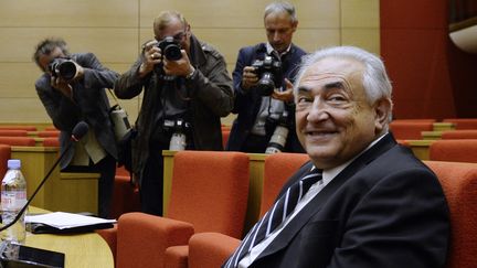 Dominique Strauss-Kahn, le 26 juin 2013, lors d'une audition sur l'&eacute;vasion fiscale au S&eacute;nat, &agrave; Paris. (MARTIN BUREAU / AFP)