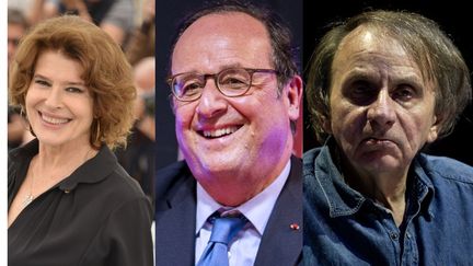 Fanny Ardant, François Hollande et Michel Houellebecq aux Francofolies de La Rochelle 2019. (AFP)