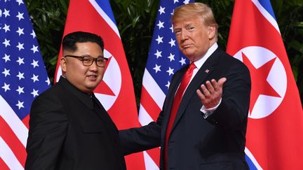 Kim Jong-un et Donald Trump, avant le sommet de Singapour, le 12 juin 2018. (SAUL LOEB / AFP)