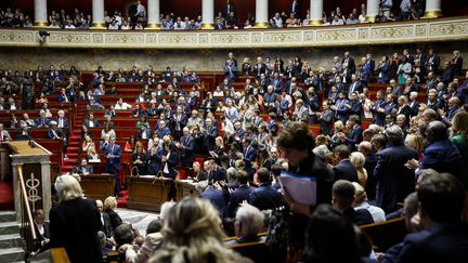 Une séance de questions au gouvernement à l'Assemblée nationale, le 10 octobre 2023 (photo d'illustration). (THOMAS PADILLA / MAXPPP)