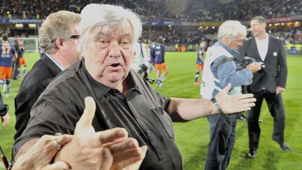 Le pr&eacute;sident du club de Montpellier, Louis Nicollin, &agrave; la fin du match contre Lille, le 13 mai 2012 au stade de la Mosson.&nbsp; (BORIS HORVAT / AFP)