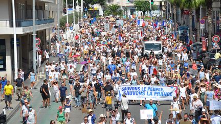 Des milliers de manifestants participent à la mobilisation contre le pass sanitaire à Toulon (Var), le 14 août 2021 (CHARLES-EDOUARD AMA KOFFI / FRANCEINFO)